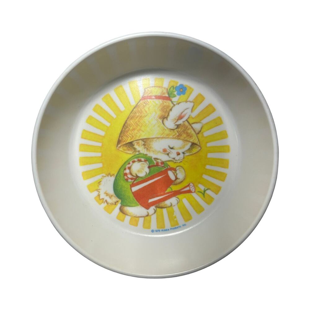 Vintage First Years Kiddie Products‎ 1975 Melamine Gardening Bunny Bowl 5.5"
